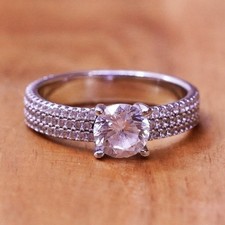 Size 7, vintage Sterling 925 silver anniversary engagement ring with cluster cz