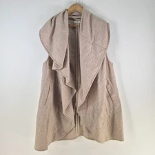 Cloth womens trench vest size 14 beige wool blend sleeveless 118260