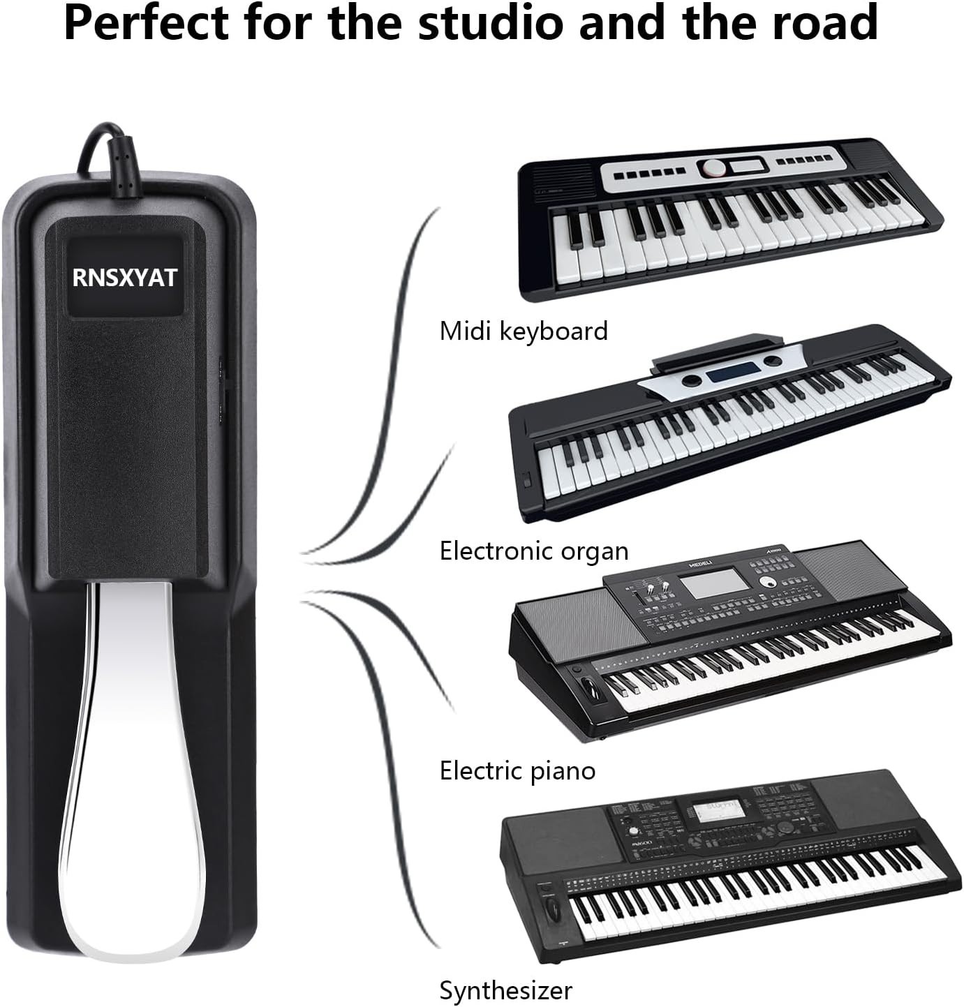 Pedale di supporto universale per tastiera pianoforte MIDI 1/4 jack interruttore di polarità foto 6