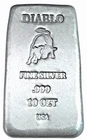 10 oz Silver Bar 999 Standard - Diablo - Adamo Metals - 100%  -  USA