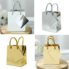 12 Metallic 5 in Small Paper Favor Gift BAGS Handles Party Events Decorations