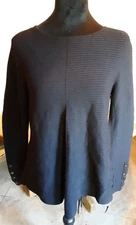 NWT NEW Alfani Petite Sweater Top Womens SZ P/M Black Ribbed Textured