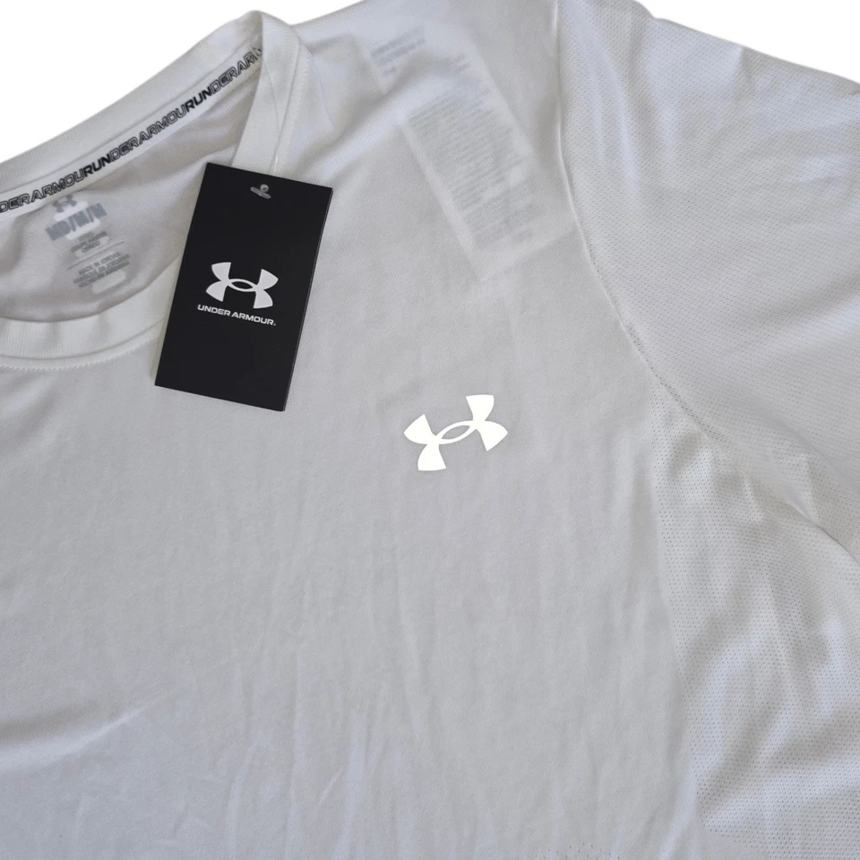 Under Armour T-Shirt UA Seamless Stride Kurzarm Sport Shirt Herren Gr M Weiß NEU - Bild 3 von 3
