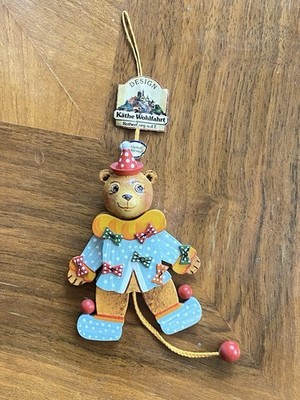 Käthe Wohlfahrt Hampelmann Bär Clown Holzfigur Anhänger beweglich ca. 11 cm