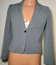 Calvin Klein Women's Blazer Jacket Gray, 1-Button Plaid, Size 6