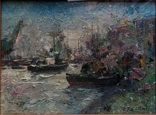 Dipinto: Rontini Ferruccio (Firenze 1893-Livorno 1964)-Paesaggio