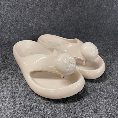 LOEWE X Paula's Ibiza Glossy Foam Pebble Toe Post Sandals Women's 8
