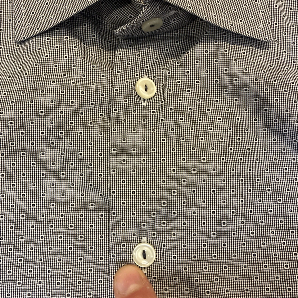 Camisa de vestir para hombre 16/41 ETON Performance calce ajustado con botones gris geométrico Foto 3 de 4