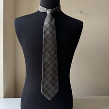 Vintage GAP Wool Necktie USA Made Plaid Brown Green Classic Tie