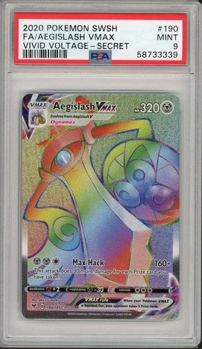 2020 Pokemon SWSH Vivid Voltage Aegislash VMAX Full Art Secret #190 PSA 9