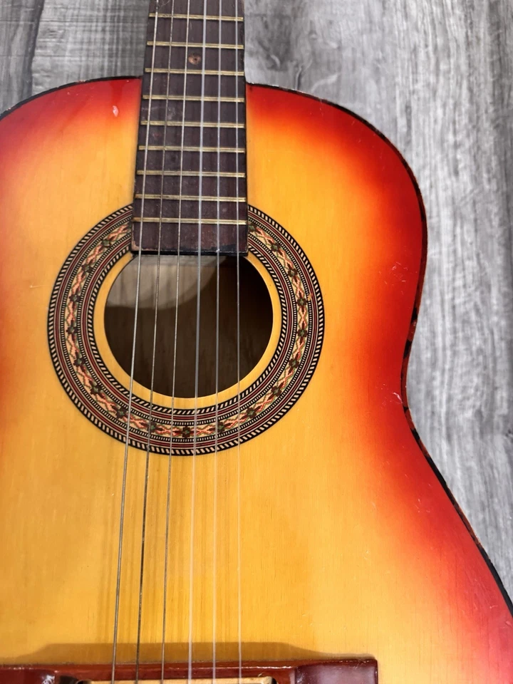 Vintage Kay Silvertone Cherry Sunburst Classical Acoustic Guitar 6 String 70s - Image 4 of 4