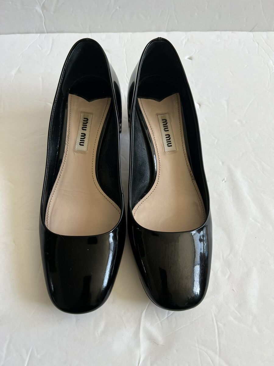 MIU MIU EMBELLISHED JEWELED CRYSTAL HEEL BLACK PATENT MIU MIU EMBELLISHED JEWELED CRYSTAL HEEL BLACK PATENT