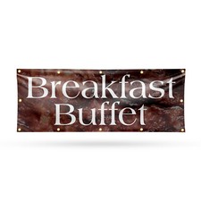 Breakfast Buffet Vinyl Banner Sign with Metal Grommets Heavy-Duty Single-Sided