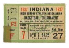 1937 Indiana HS State Finals Basketball Ticket Anderson Over Huntingburg