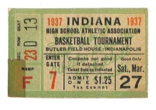1937 Indiana HS State Finals Basketball Ticket Anderson Over Huntingburg