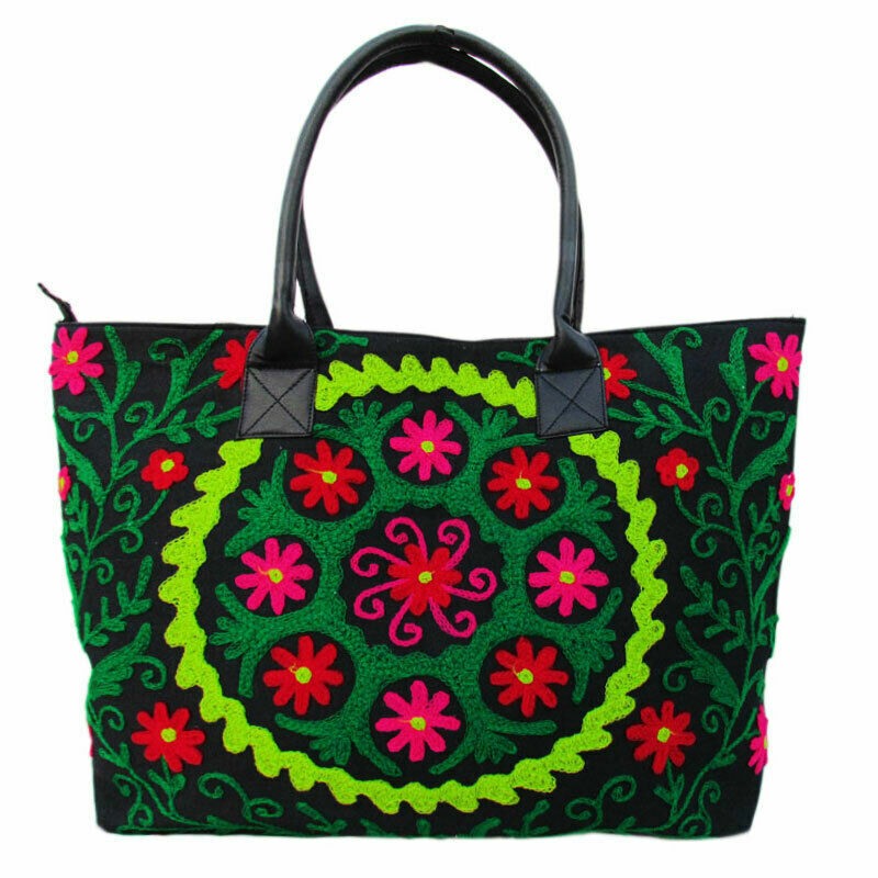 Handmade Mujer Indio Suzani Bolsa Estampada Bordado Precioso Viaje de Cosméticos