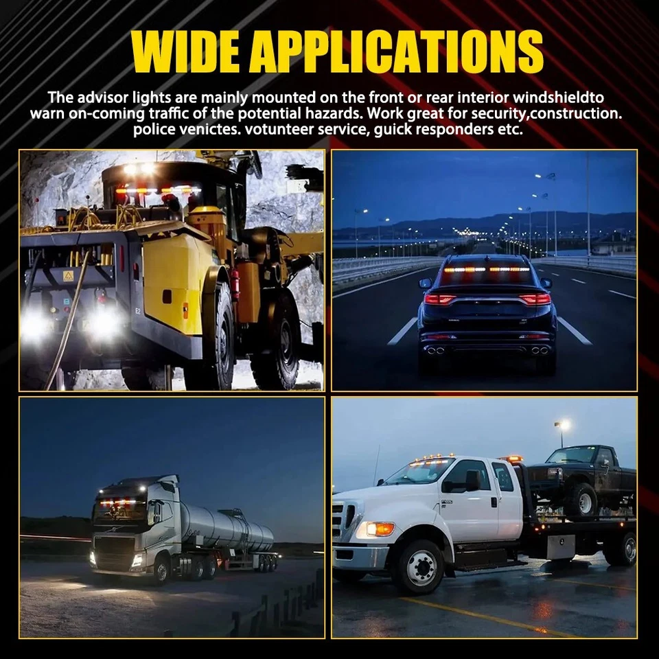 Traffic LED Emergency Advisor Strobe Warning Hazard Light Flashing Amber/White Foto 4 de 4