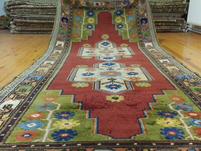Antique 1935-1940s,Henna Natural Dyes, Tribal Dowry Rug Turkey 4 3 x 9 