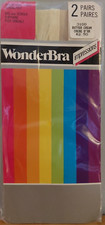 Vintage Pantyhose Wonderbra Knee Highs 2 Pairs Color Butter Cream BDR3