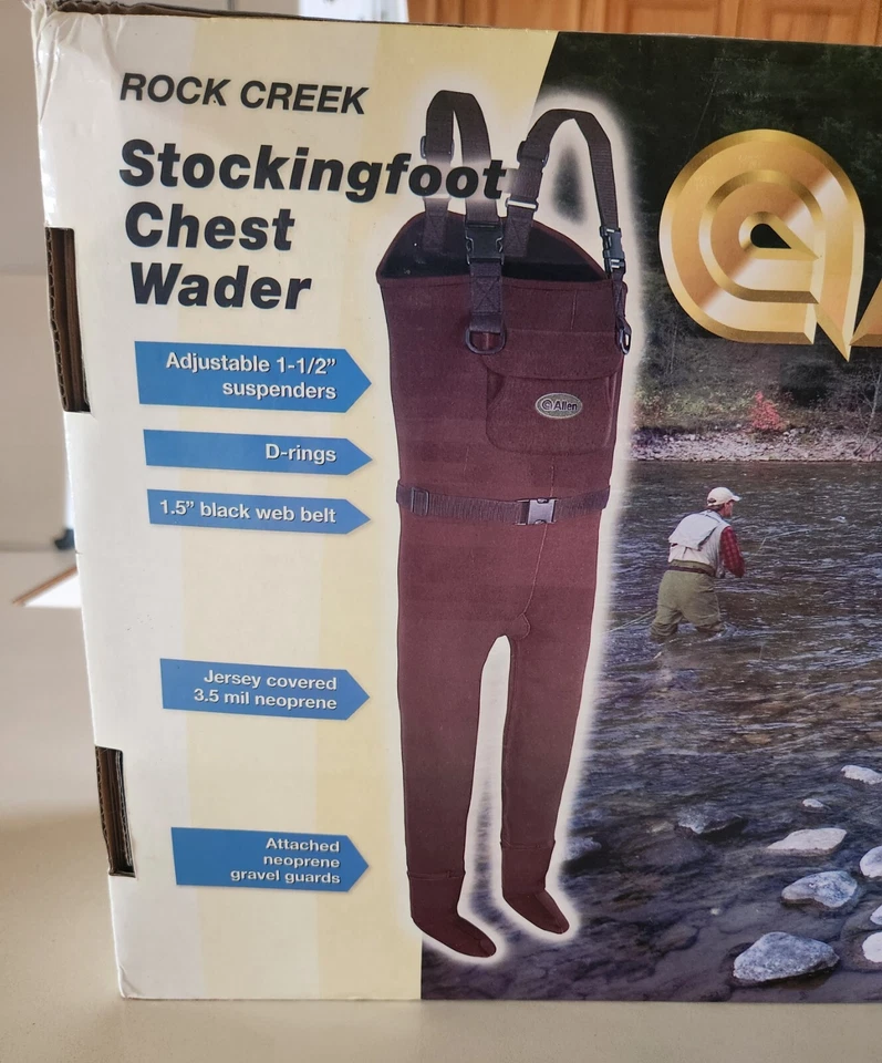 Allen Rock Creek Stockingfoot Neoprene Chest Waders Medium Wader Fishing - Image 3 of 4
