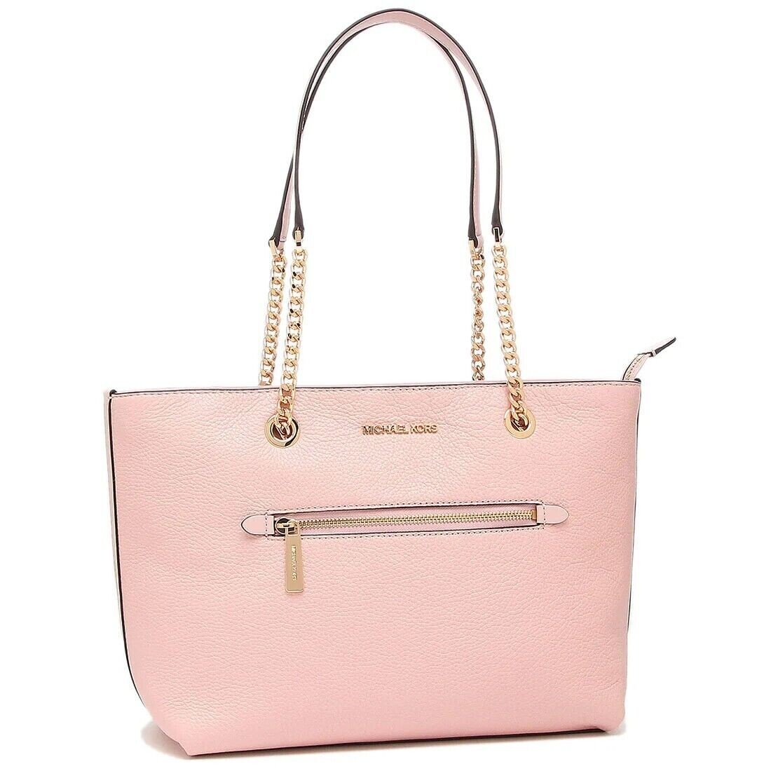 Michael Kors Medium Front Zip Chain Tote Pink Leather