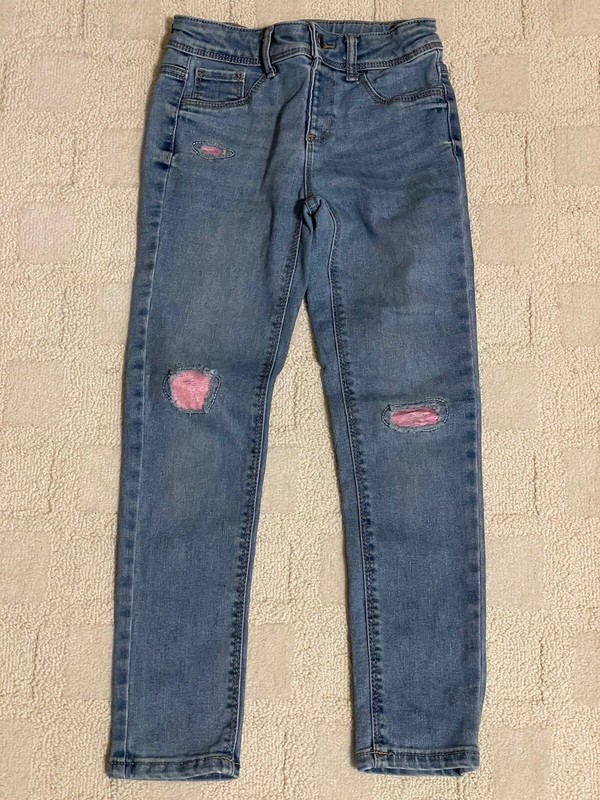 Girls Size 7 JUMPING BEANS Distressed Sequin-Embellished Adjust-Waist Jeggings