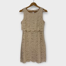 J. Crew Women’s Size 4 Small Cream Beige Lace Overlay Sleeveless Mini Dress