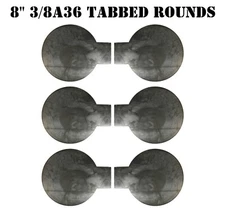 Six 8in Steel Target Tabbed Rounds for Plate Racks, Dueling Trees and Swingers 