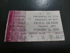 ZZ Top Feb.3 1984 Pacific Coliseum  Vancouver BC Canada Concert Ticket