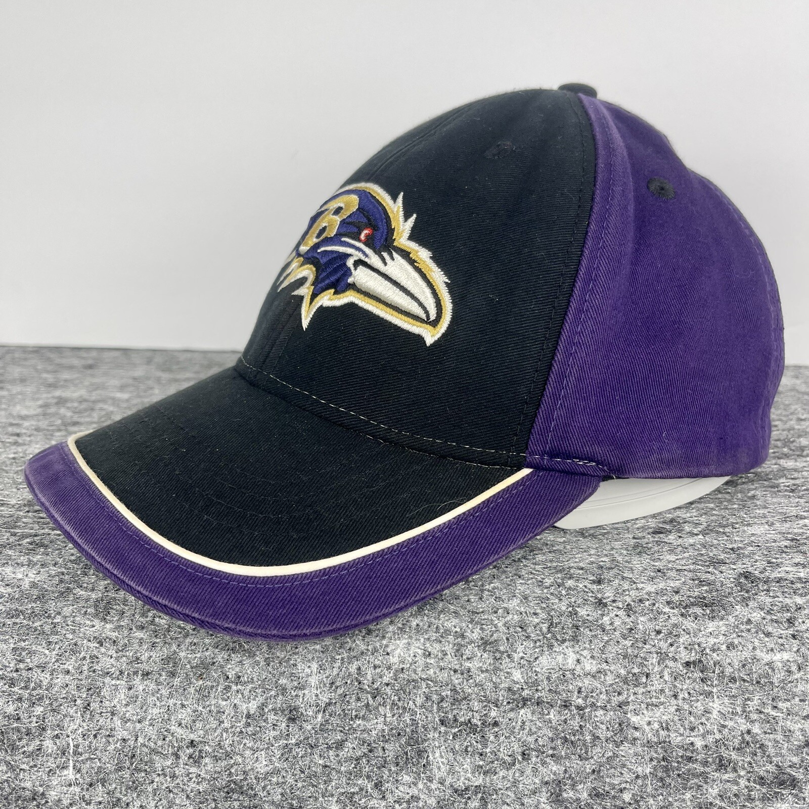 VINTAGE Baltimore Ravens Hat Cap Strap Back Black Purple Football Logo Mens view 3