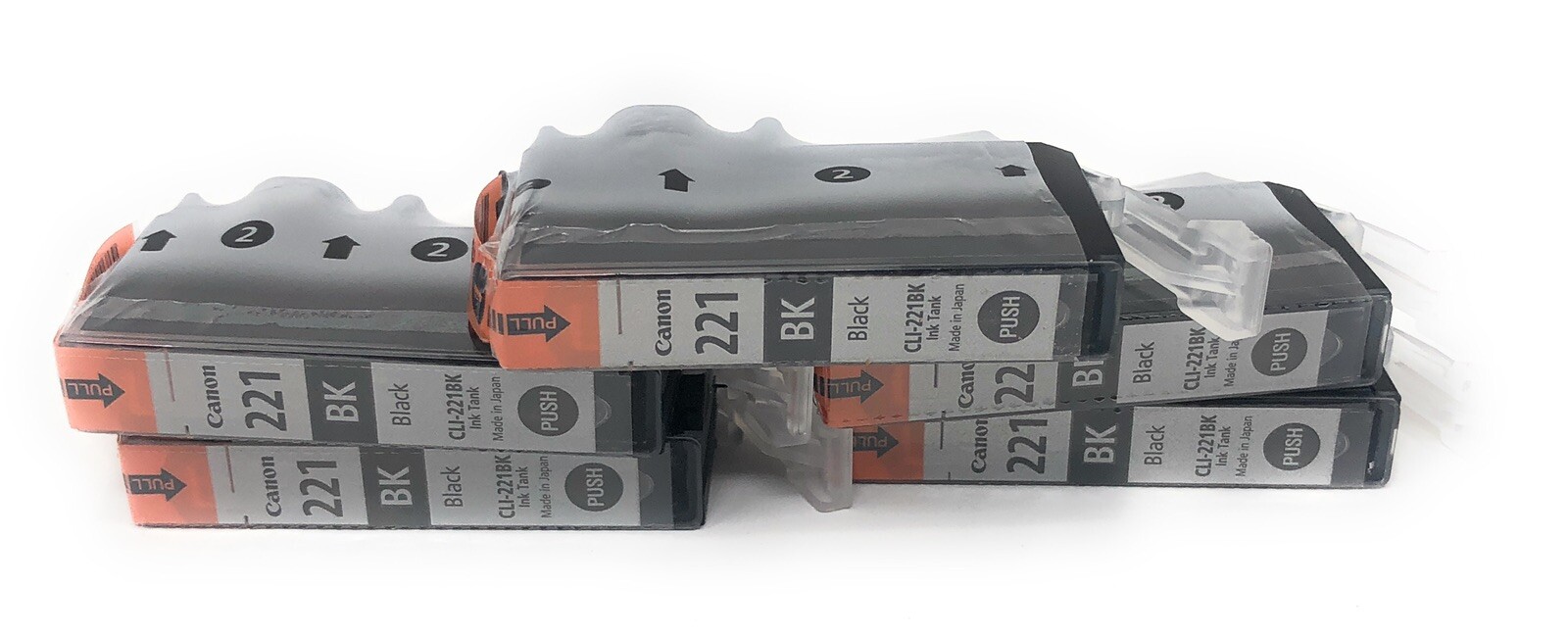 Canon Ink Cartridges Lot of 5 Black CLI-221BK Ink Tank Black Sealed No Box OEM-image