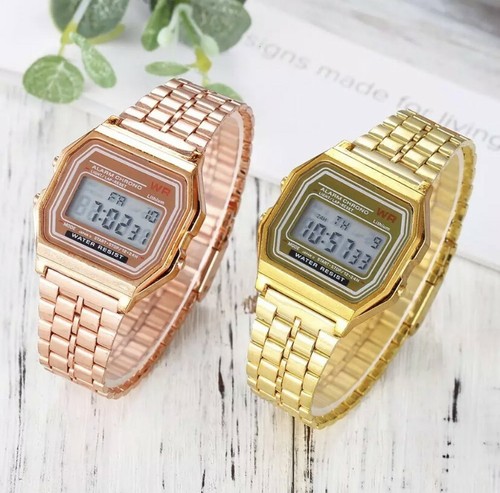 KLASSISCHE HERREN DAMENUHR DIGITAL RETRO VINTAGE SPORT GOLD SILBER ROSE GESCHENK UK - Bild 2 von 11