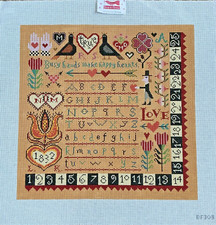 New Birds of a Feather Hand-Painted Needlepoint Canvas Sampler "Busy Hands.."