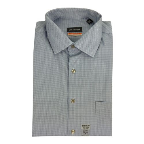 Van Heusen Mens Regular Fit Stain Shield Dress Shirt Blue M 15-15.5 32/33