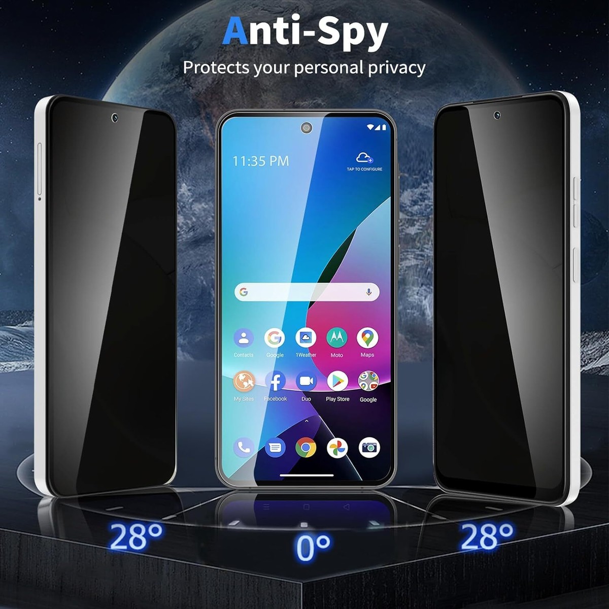 Motorola A 13 Pellicola Vetro Temperato Privacy Per Motorola Moto G Play 2024 - Antispia, 9H, Anti-impronte Vetro Temperato Motorola Moto G Play 2024 - Foto 7