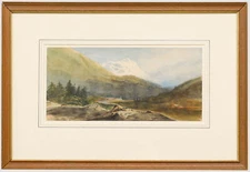 19th Century Watercolour - Looking to the Mountain Tops