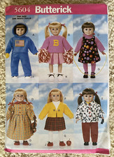 Butterick 5604 Pattern 18" Doll Clothes 6 Outfits UNCUT