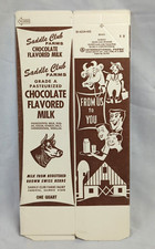 Cartón de leche vintage Saddle Club Farms restaurante lácteos chocolate Cordova IL