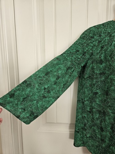 Michael Kors Green Shirred Neckline Peasant Blouse Size M Nwot - Picture 9 of 9