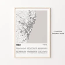Recife City Map Print, Pernambuco Travel Poster, Wall Art