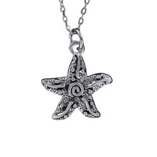 STARFISH Necklace on Chain or Charm Only - Pewter Star Fish Beach Ocean Sand 3D