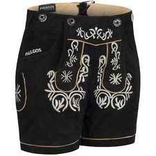 PAULGOS Damen Trachten Lederhose + Träger, Echtes Leder, Kurz in 8 Farben Gr. 34
