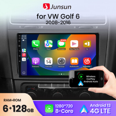 6+128GB Android 13 Für VW Golf VI 2008-2012 Carplay Autoradio GPS Navi 8Kern RDS