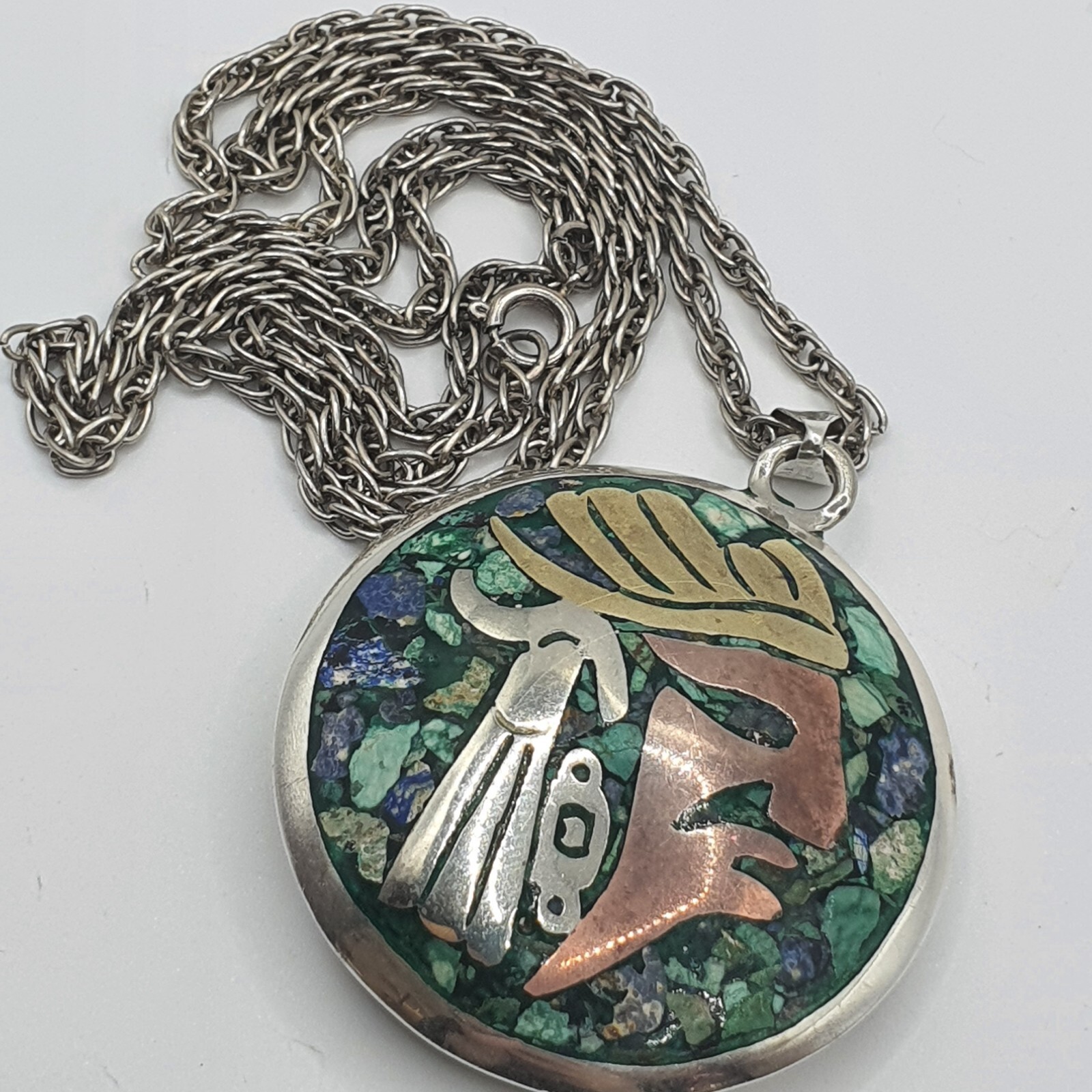 Photo 6 of Stg Silver Taxco Mexico Double Side Pendant By Metales Casados metal chain N46