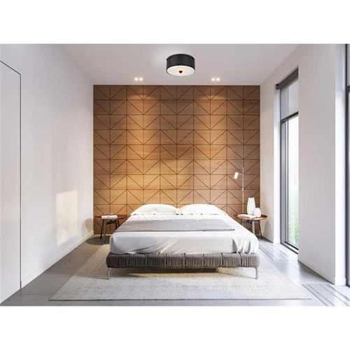 Living District Hazen 2-Light Metal Flush Mount in Flat Black/Frosted White - Picture 2 of 6