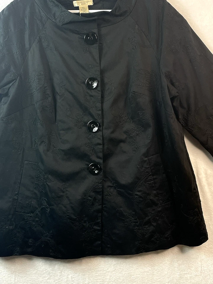 e.col.o.gie Women's Dress Jacket Blazer 1X Embroidered Two-Lined Black - Imagem 4 de 4