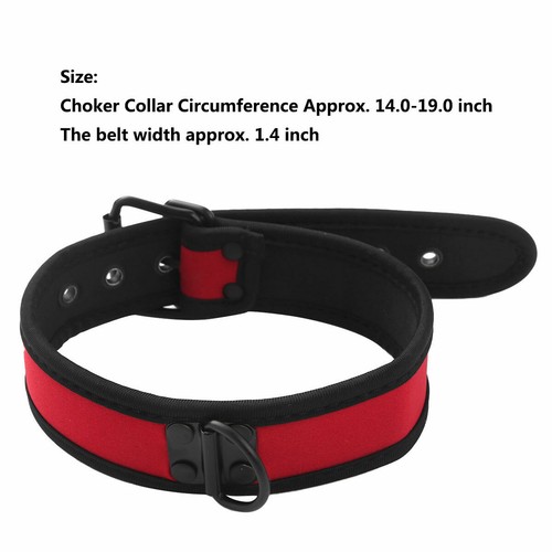 US Männer Frauen verstellbar gepolsterter Halsketten Halsband + Metall D-Ring Halskette - Bild 16 von 54