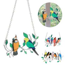 Multicolor Metal Panel Birds Stained Glass Window Suncatcher Hanging Home Decor