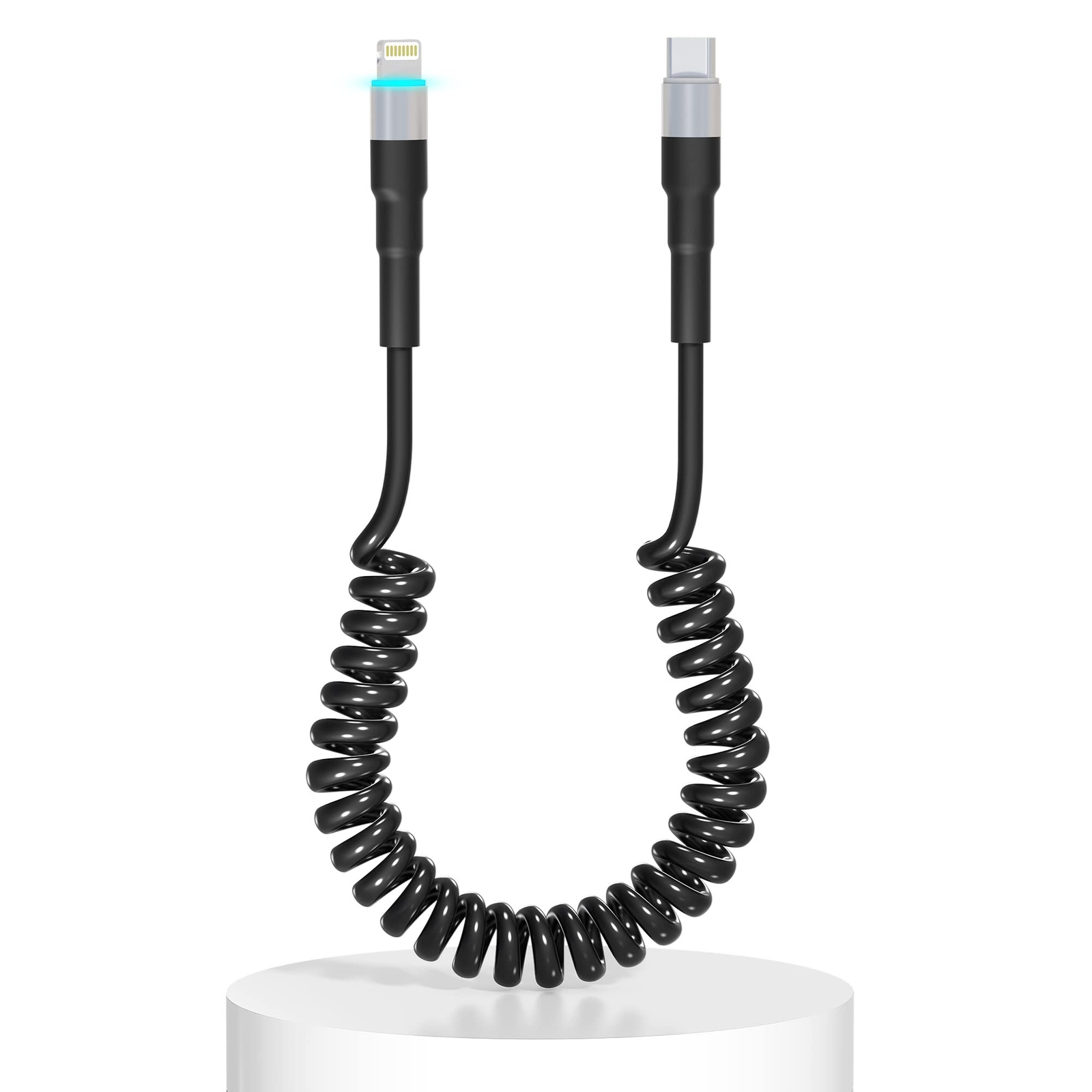 Coiled USB-C to Lightning Cable, Apple Carplay Compatible & MFi Certified, Ca...-image