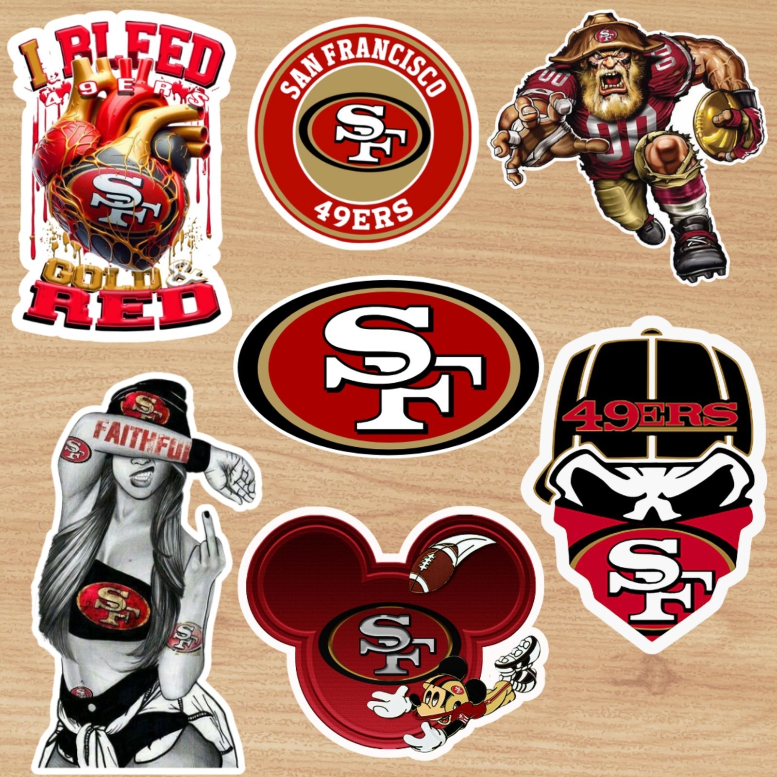 San Francisco 49ers Sticker Bundle – Set of 7 – 8” Vinyl Decals – SF ...